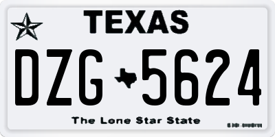 TX license plate DZG5624