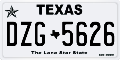 TX license plate DZG5626
