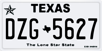 TX license plate DZG5627