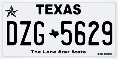TX license plate DZG5629