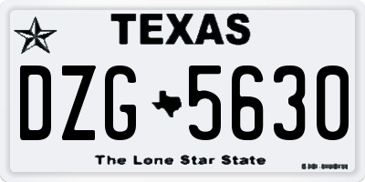 TX license plate DZG5630