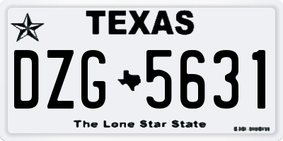 TX license plate DZG5631