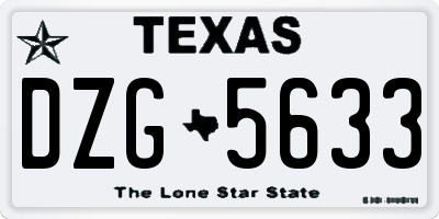 TX license plate DZG5633