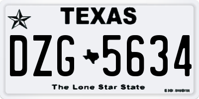 TX license plate DZG5634