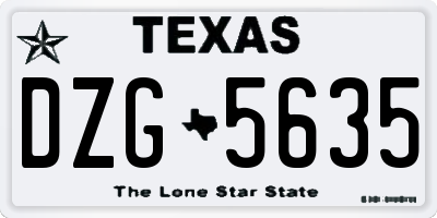 TX license plate DZG5635