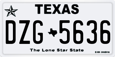 TX license plate DZG5636