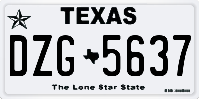 TX license plate DZG5637
