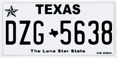 TX license plate DZG5638