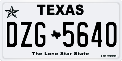 TX license plate DZG5640