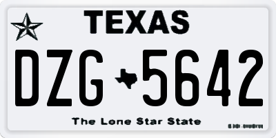 TX license plate DZG5642
