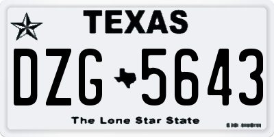 TX license plate DZG5643