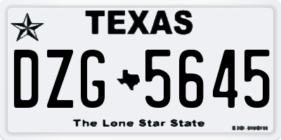 TX license plate DZG5645