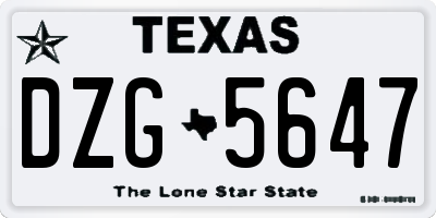TX license plate DZG5647