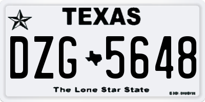 TX license plate DZG5648