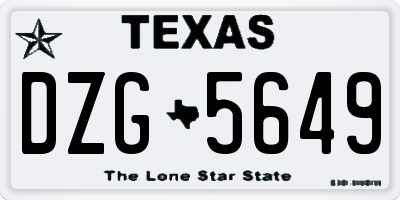 TX license plate DZG5649