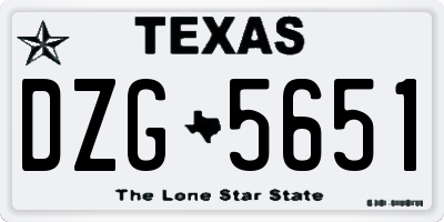 TX license plate DZG5651