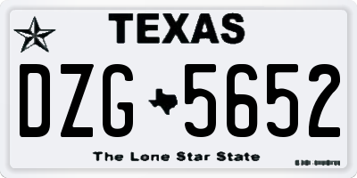 TX license plate DZG5652