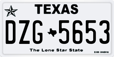 TX license plate DZG5653