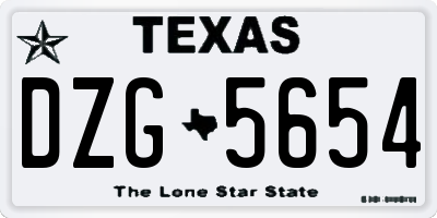 TX license plate DZG5654