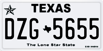 TX license plate DZG5655