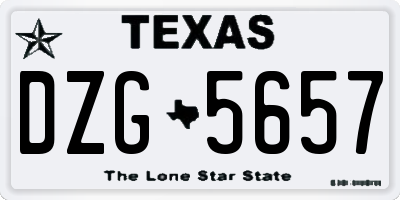 TX license plate DZG5657