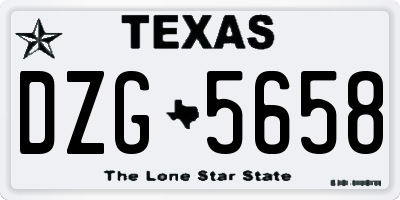 TX license plate DZG5658