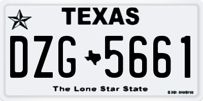 TX license plate DZG5661