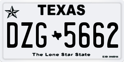 TX license plate DZG5662