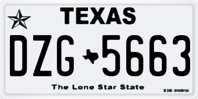 TX license plate DZG5663