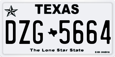 TX license plate DZG5664