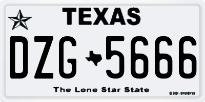 TX license plate DZG5666