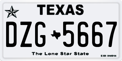 TX license plate DZG5667