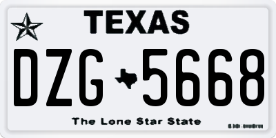 TX license plate DZG5668