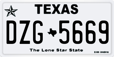 TX license plate DZG5669