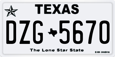 TX license plate DZG5670