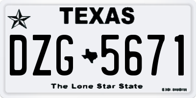 TX license plate DZG5671