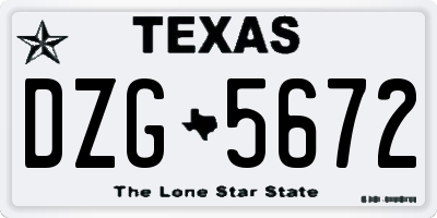 TX license plate DZG5672