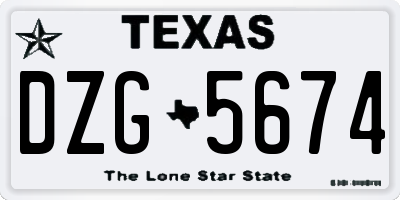 TX license plate DZG5674