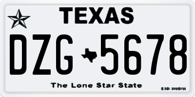 TX license plate DZG5678