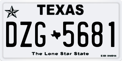 TX license plate DZG5681