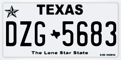 TX license plate DZG5683