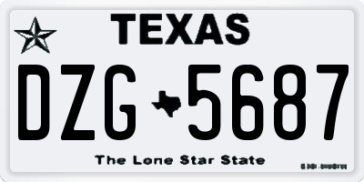 TX license plate DZG5687