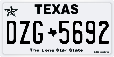 TX license plate DZG5692