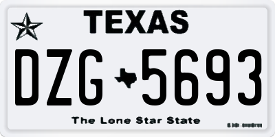 TX license plate DZG5693