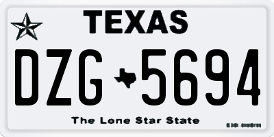 TX license plate DZG5694