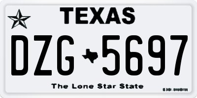 TX license plate DZG5697
