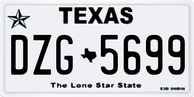 TX license plate DZG5699