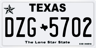 TX license plate DZG5702