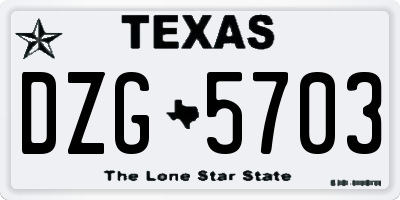 TX license plate DZG5703