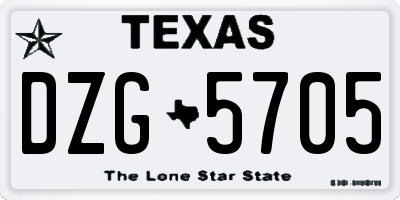 TX license plate DZG5705